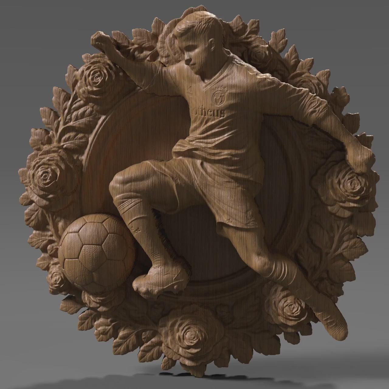 Soccer Player 3D Relief: CNC Wood Carving STL File (Digital Download)