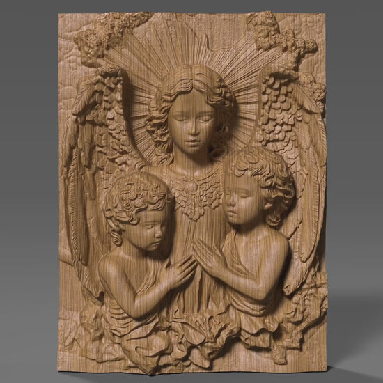 Guardian Angel Wood Carving: Christian 3d Bas Relief Wall Art CNC (Digital Download)
