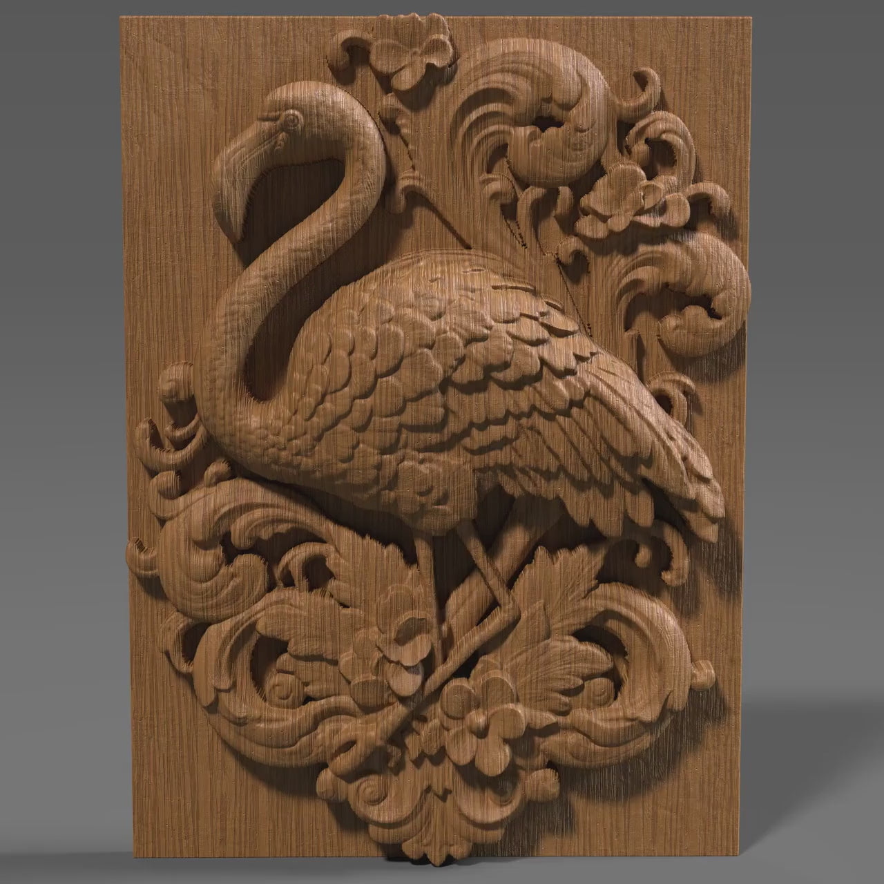 Flamingo 3D Relief: CNC Wood Carving STL File (Digital Download)
