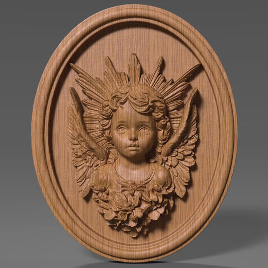 3D Baby Angel Relief: CNC Laser Engraving STL File (Digital Download