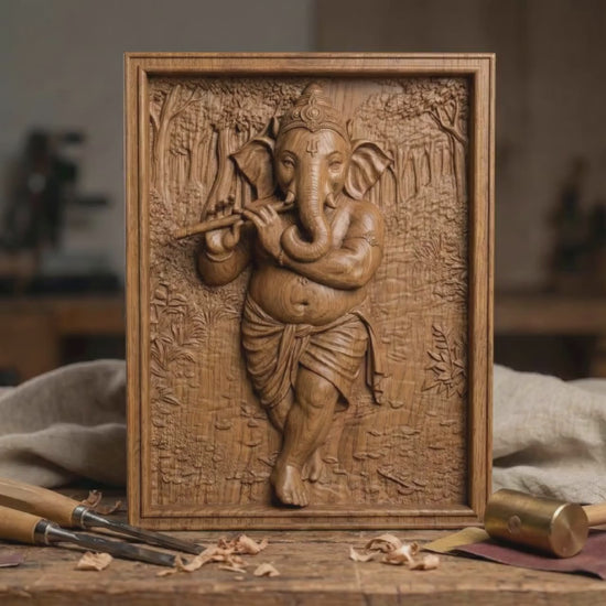 Lord Ganesha 3D Relief Model: CNC, Laser, Print (STL File)Wall Art