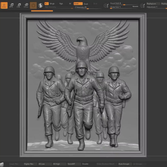 USA Soldiers Eagle 3D Model |  America 250 Wall Art (Digital Download)