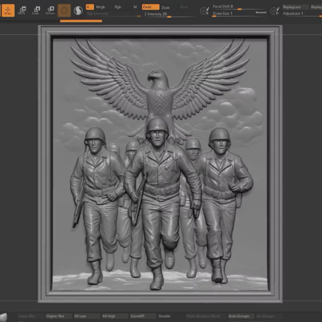 USA Soldiers Eagle 3D Model |  America 250 Wall Art (Digital Download)