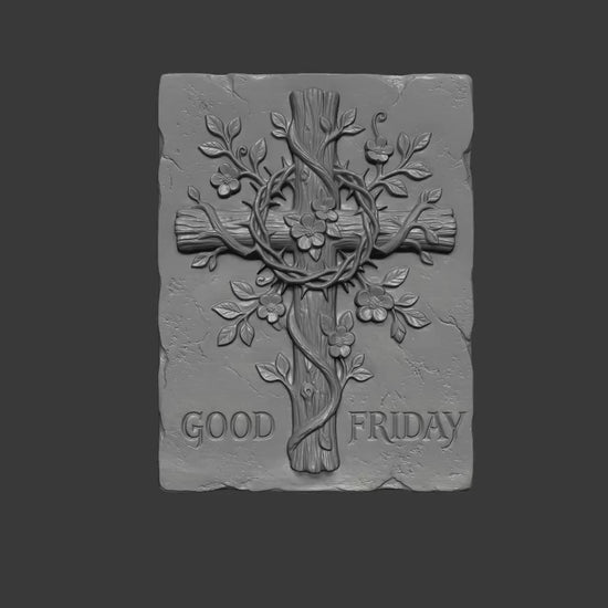Floral Cross Bas Relief STL| Good Friday Christian Wall Art (Digital Download)