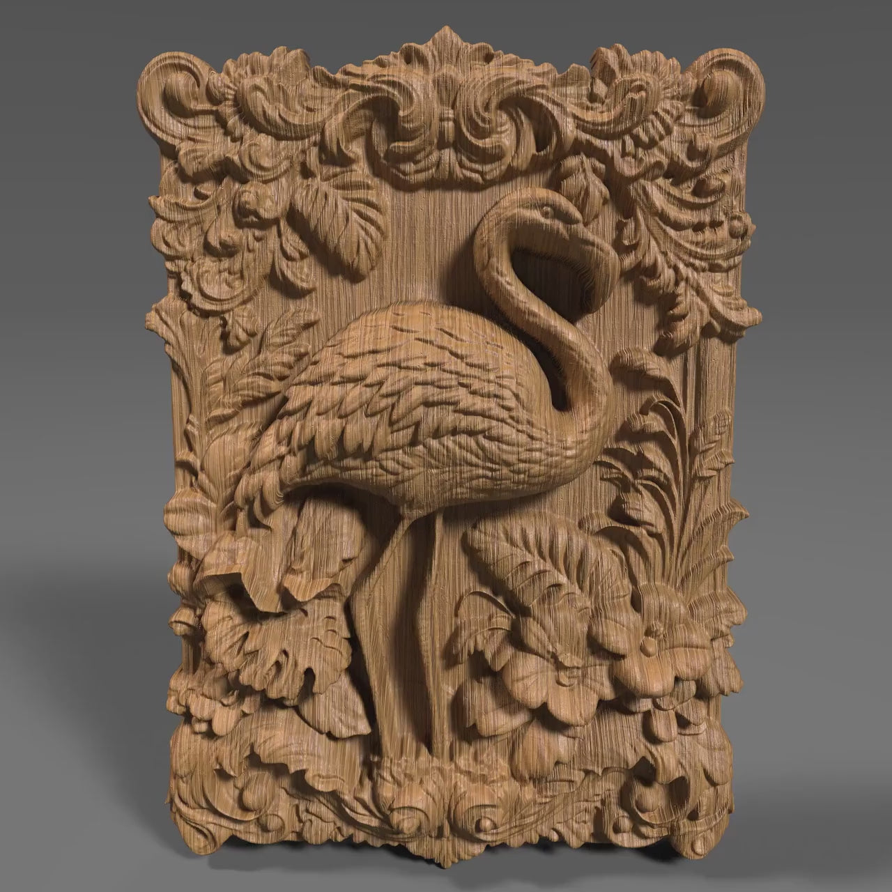 Flamingo 3D Relief STL File: CNC Wood Carving (Digital Download)
