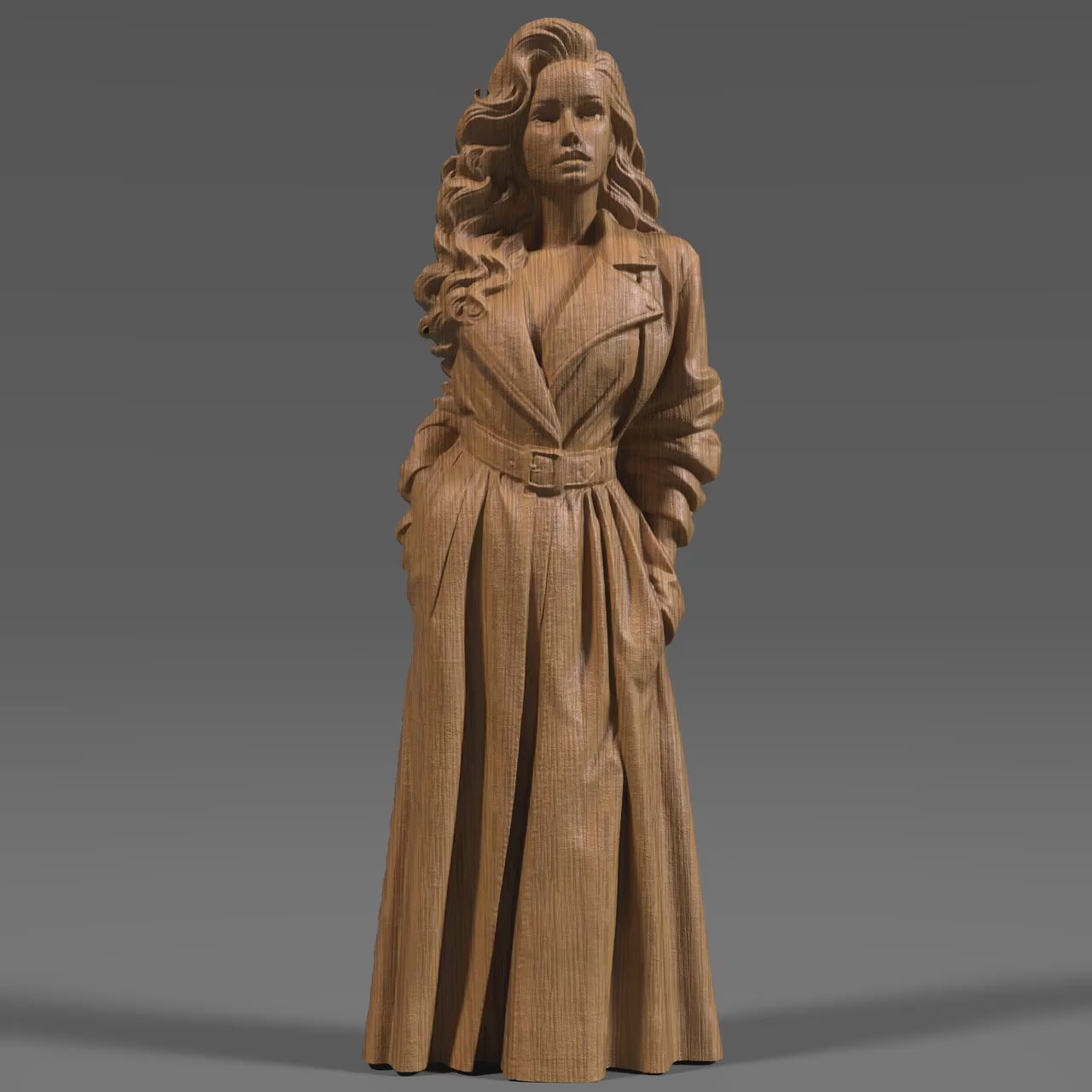 Elegant Woman 3D STL File: CNC Wood Carving Model (Digital Download)