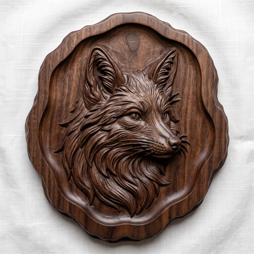 Fox Head STL 3D Model, Live Edge Plaque, CNC Relief, Digital Download
