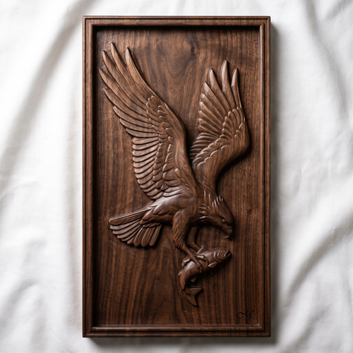 American Eagle STL 3D Model, Fish Catch Plaque, CNC Relief, Digital Download